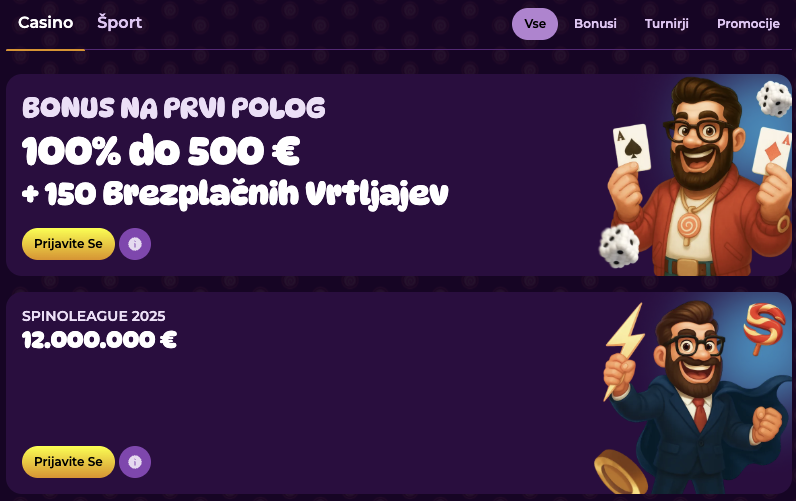 Bonusne ponudbe na Spinania